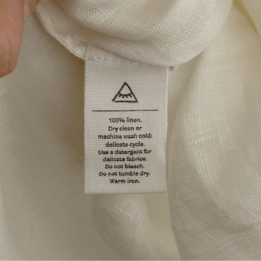 NEW Sleeper Atlanta Linen Dress Off-Shoulder White Puff Sleeve w/ Bow size L - Picture 14 of 14